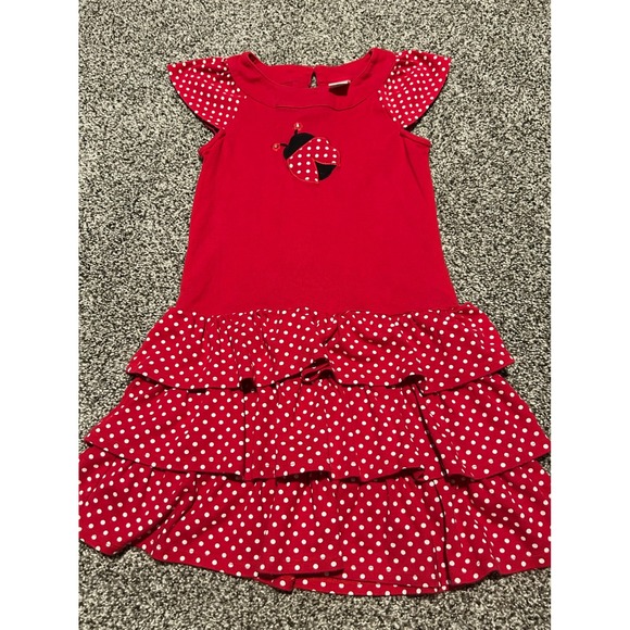 K2 Gymboree Girls Red Polka Dot Ladybug Ruffle Dress - Size 8 Kids - Picture 1 of 4